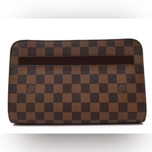 Auth Louis Vuitton Damier Ebene Pochette Saint Louis Clutch